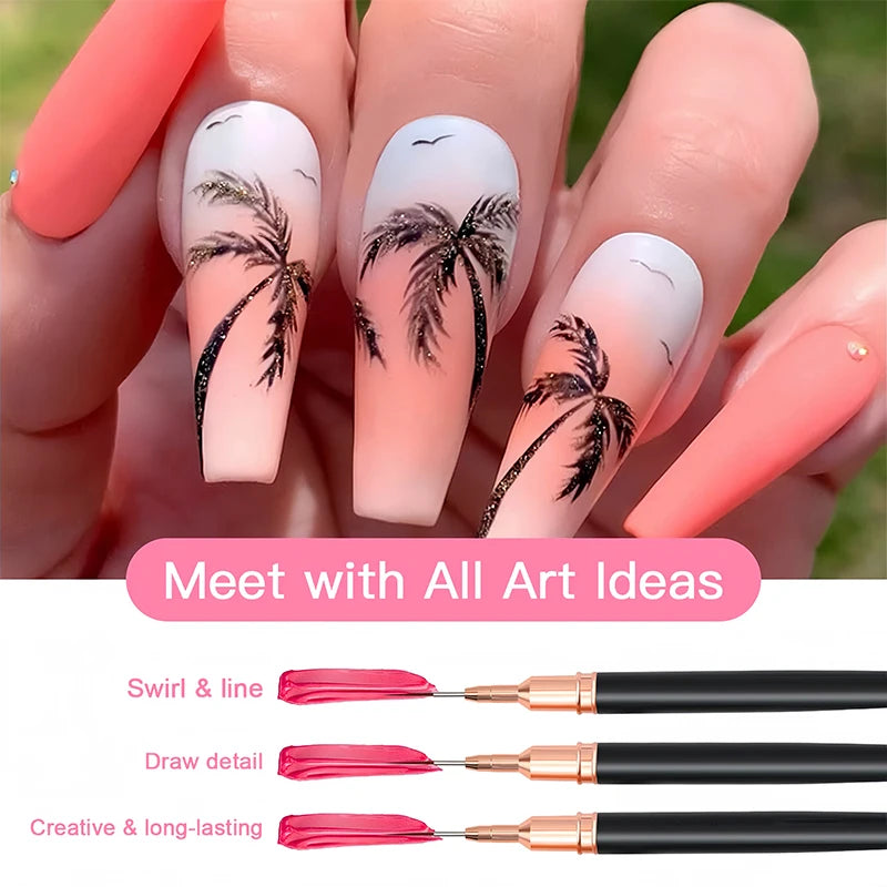 Pinceles Liner Profesionales para Delinear y Pintar Uñas, ultrafinos, para detalles, Dibujo y Manicura.