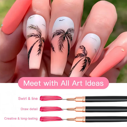 Pinceles Liner Profesionales para Delinear y Pintar Uñas, ultrafinos, para detalles, Dibujo y Manicura.
